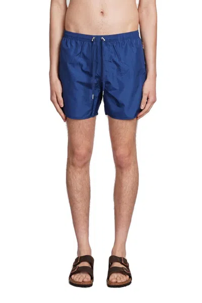 Neil Barrett Logo Tag Drawstring Swim Shorts In Blue