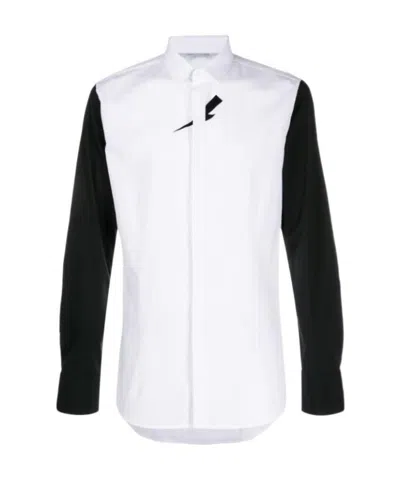 Neil Barrett Long-sleeved Lapel Shirt In White