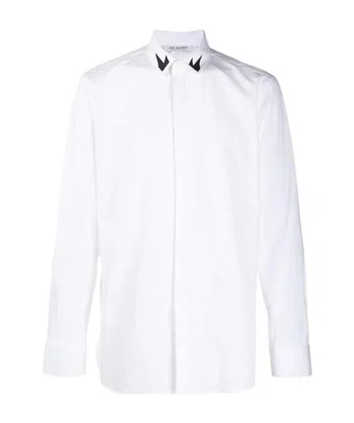 Neil Barrett Long-sleeved Lapel Shirt In White