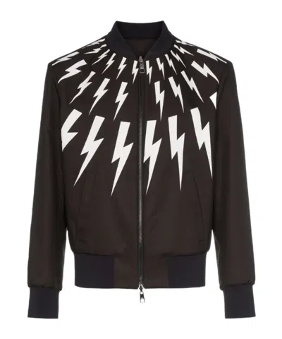 Neil Barrett Long-sleeved Zipper Casual Jacket In Black