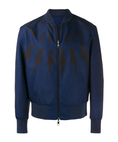 Neil Barrett Long-sleeved Zipper Casual Jacket In Blue