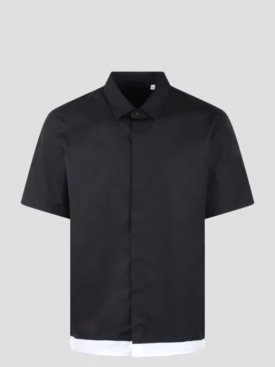 Neil Barrett Loose Double Layer Short Sleeve Shirt In Black