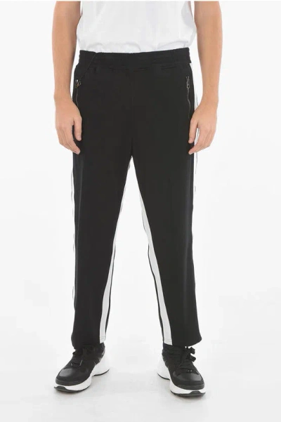 Neil Barrett Low-rise Joggers With Contrasting Side Bands In Black