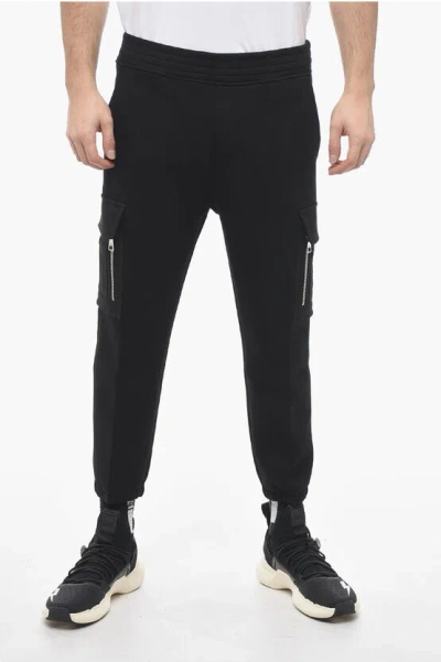 Neil Barrett Low-rise Neoprene Cargo Sweatpants With Cuffs In Black