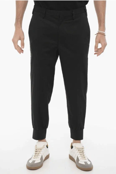 Neil Barrett Low Rise Stretch Cotton Slim Fit Pants In Black