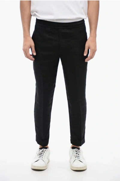 Neil Barrett Low-rise Viscose Blend Pants With Elastic Waistband In Black