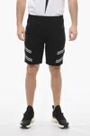 Neil Barrett Low-waist Loose Fit Varsity Shorts With Elastic Inserts In Black
