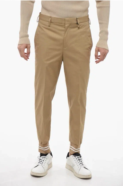 Neil Barrett Low-waisted Jack Trousers With Ribbed Cuff In Brown