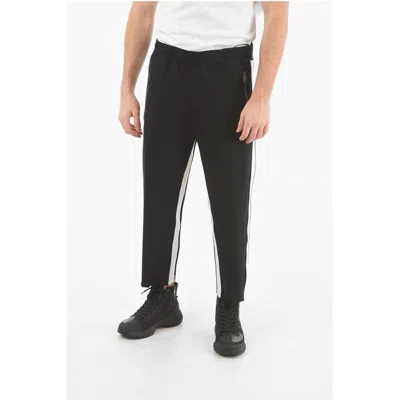Neil Barrett Low-waisted Loose Fit Pants With Contrasting Side Band In Black