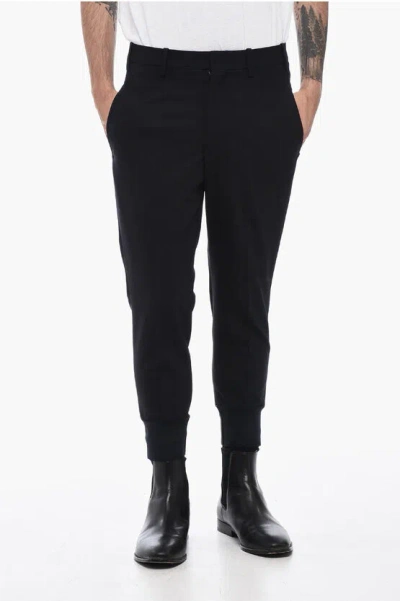 Neil Barrett Low-waisted Slim Fit Cuffed Pants In Black
