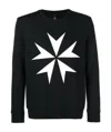 Neil Barrett Maltese Cross Printed Cotton Hoodie In Black