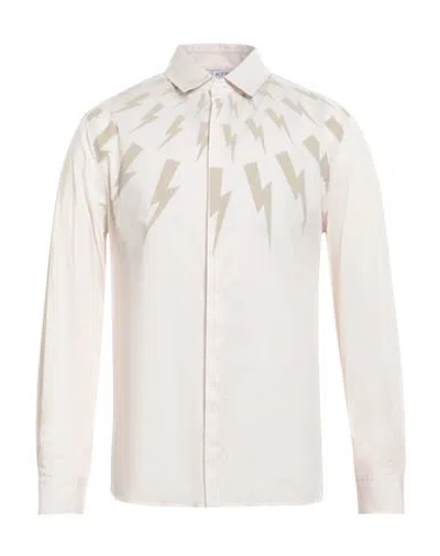 Neil Barrett Man Shirt Beige Size L Cotton In White