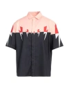 Neil Barrett Fine Poplin Cotton Tri-colour Tiger Bolt Short-sleeved Shirt In Pink