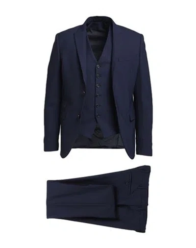 Neil Barrett Man Suit Navy Size 36 Polyester, Virgin Wool, Elastane In Blue