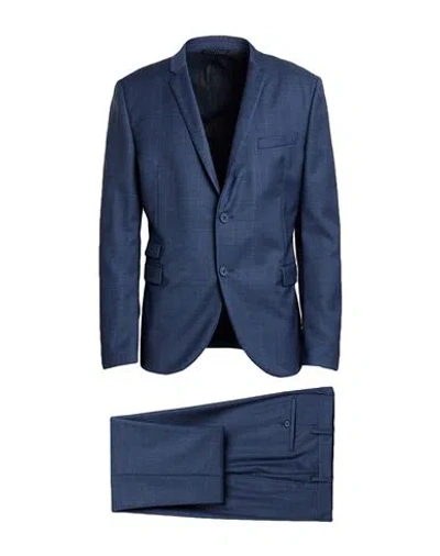 Neil Barrett Man Suit Slate Blue Size 42 Virgin Wool, Elastane