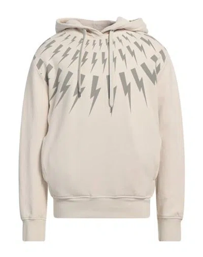 Neil Barrett Man Sweatshirt Beige Size Xl Cotton, Rubber