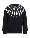 Neil Barrett Fairisle Thunderbolt Cotton Sweatshirt In Black