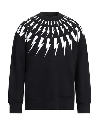 NEIL BARRETT NEIL BARRETT MAN SWEATSHIRT BLACK SIZE XL COTTON, RUBBER
