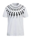 Neil Barrett Slim Fit Fairisle Thunderbolt Crew-neck T-shirt In White