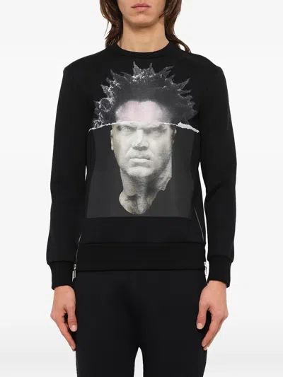 Neil Barrett Marcus Graphic-print Zip-detail Sweater In Black