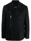 Neil Barrett Slim Zip-up Peacoat For Men In Black