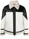 Neil Barrett Faux-shearling Trim Leather Jacket In White