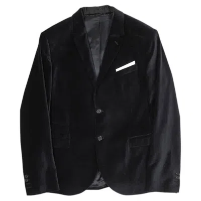 Pre-owned Neil Barrett Men's Velvet Blazer Deep Navy Size It52 L/xl In Blue