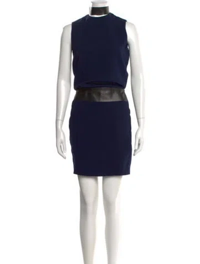 Pre-owned Neil Barrett Mock Neck Mini Dress In Blue