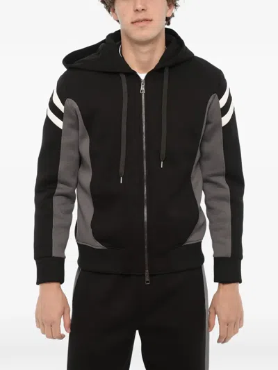 Neil Barrett Modernist Panelled Black And Grey Hoodie
