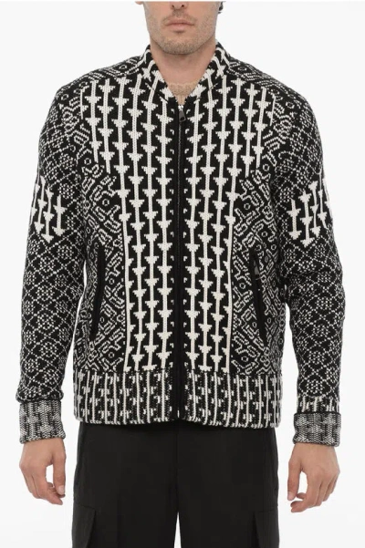 Neil Barrett Multi Patterned Wool Sweater In Black