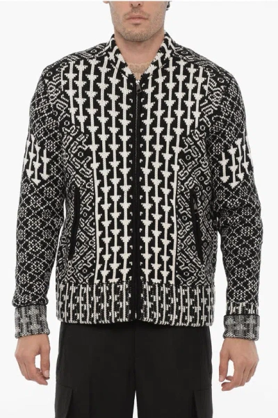 Neil Barrett Multi Patterned Wool Jumper In Black