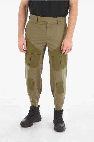 Neil Barrett Multi-pocket High Waisted Loose Cargo Pants In Green