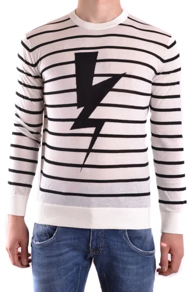 Neil Barrett Multicolor Knit Sweater In White