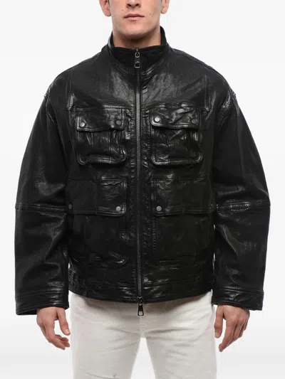 Neil Barrett Multi-pocket Leather Jacket In Black