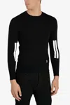 Neil Barrett Crew Neck Thunderbolt Wool Sweater In Black