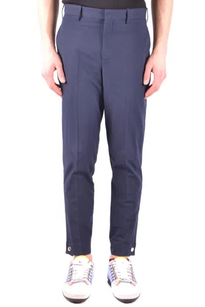 Neil Barrett Navy Trousers With Subtle Logo In Animal Print