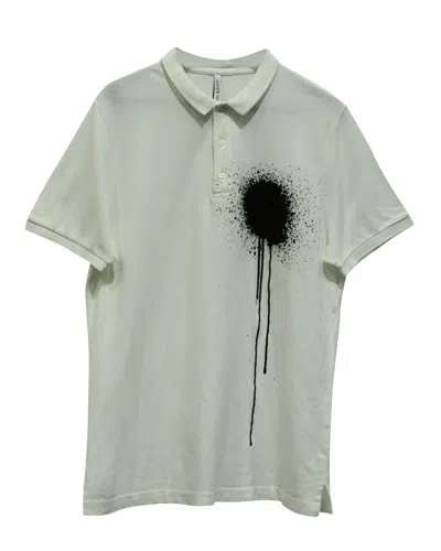 Neil Barrett Neil Barett Spray Print Polo Shirt In White Cotton