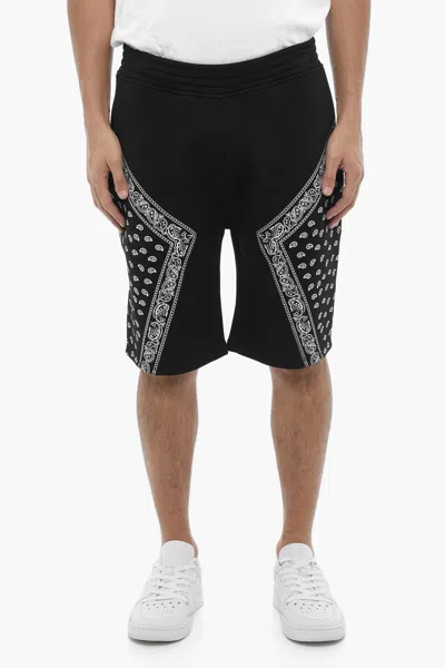 Neil Barrett Neoprene Modernist Bermuda Shorts With Bandana Motif Details In Black