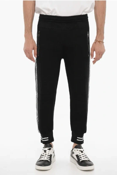 NEIL BARRETT NEOPRENE SKINNY FIT BIKER JOGGERS WITH CONTRASTING SIDE BAND