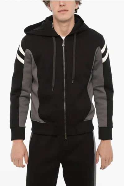 Neil Barrett Neoprene Slim Fit Modernist Sweatshirt With Zip Closure In Black