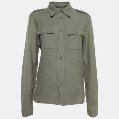 Pre-owned Neil Barrett Olive Green Cotton Military Shirt M