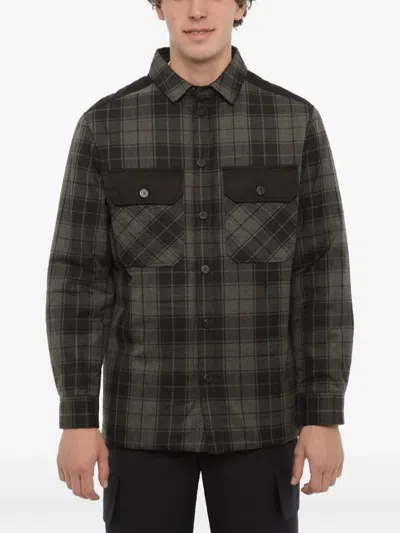 Neil Barrett Padded Checked Shirt Jacket In Gray
