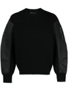 Neil Barrett Panelled Fine-knit Wool Jumper In Black