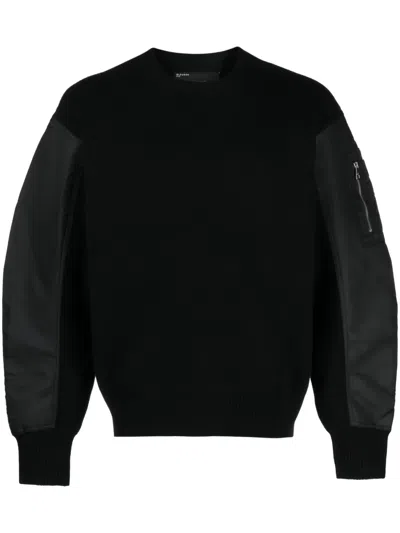 Neil Barrett Panelled Fine-knit Wool Jumper In Black