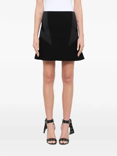 Neil Barrett Panelled Flared Mini Skirt In Black