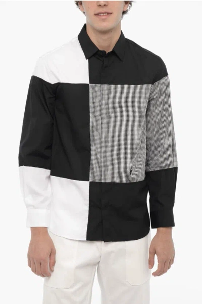 Neil Barrett Patchwork Cotton Shirt In Black