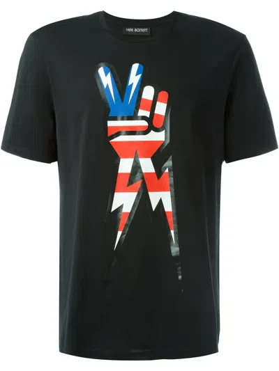 Neil Barrett Peace Sign Print T-shirt In Black