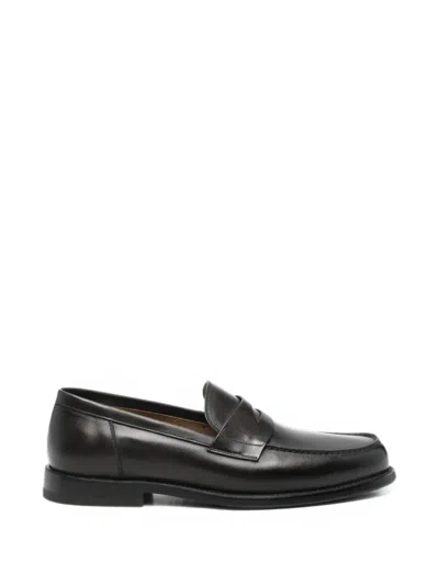 Neil Barrett Penny Leather Loafers In Brown