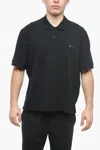 Neil Barrett Solid Color Loose Fit Polo Shirt With Piercing Detail In Black