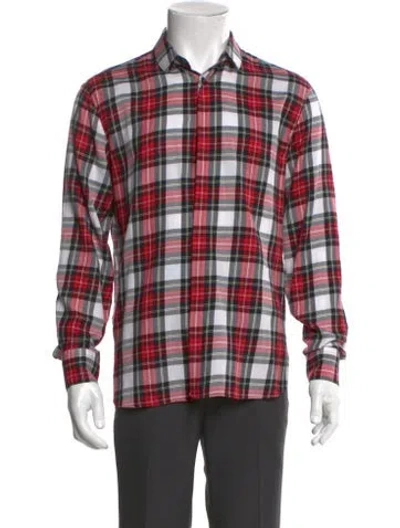 Pre-owned Neil Barrett Plaid Print Long Sleeve Shirt In Red